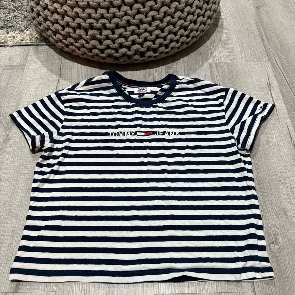 Tommy Hilfiger Navy and White Striped Tee
